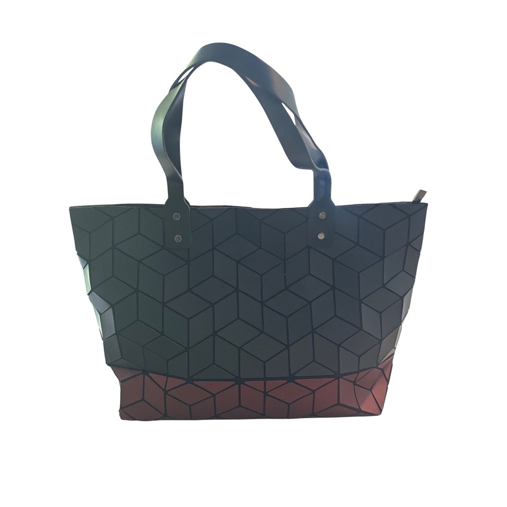 Patrizia Luca Two Tone Geometric 3D Tote Bag Metallic Shoulder Bag